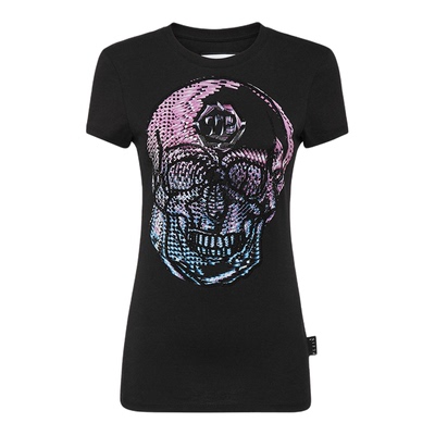 PHILIPP PLEIN 2026年夏季女士镶钻骷髅圆领T恤修身短袖上衣
