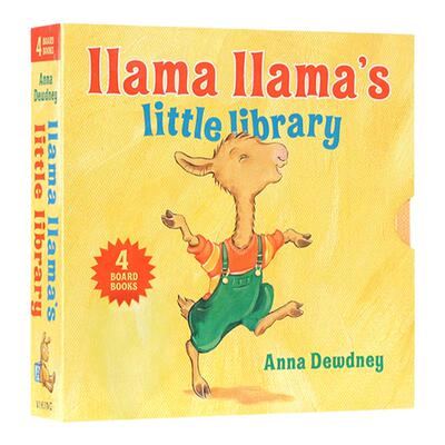 羊驼拉玛小小图书馆4册盒装纸板书 Llama Llama's Little Library 英文原版 进口幼儿英语启蒙书籍 语言押韵 行为情绪引导经典绘本
