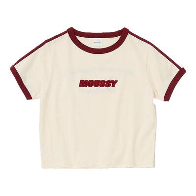 MOUSSY 夏季新品简约通勤字母刺绣撞色短袖T恤010IS490-4271