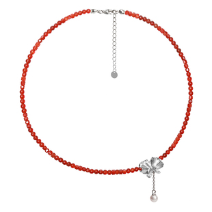 DifferentYoung新中式项链淡水珍珠花贝母串珠锁骨链纯银生日礼物