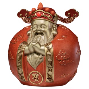 铜师傅《财可通神》客厅桌面财神爷铜摆件 家居装饰品工艺品