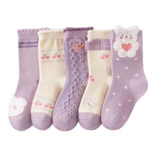 儿童袜子秋冬款女童纯棉中筒袜女孩童袜秋冬棉袜女宝宝冬季长筒袜