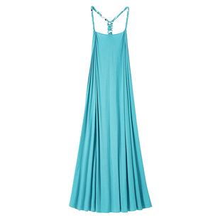 ROSELINGLING波尔卡圆点系列针织高捻棉立体扭结挂脖式度假连衣裙