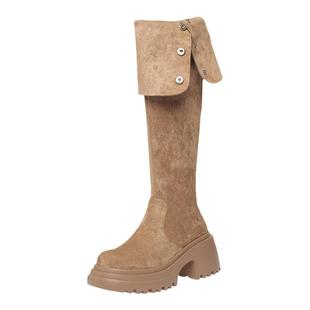 高跟过膝长靴加绒毛毛棉靴女鞋2025新款秋冬季雪地靴长筒骑士靴子