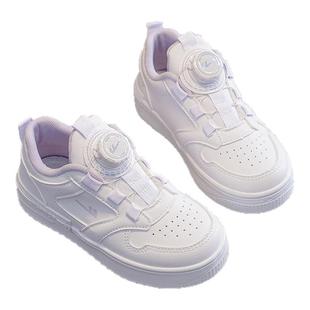 回力女童小白鞋儿童鞋子2026春季新款防滑板鞋小学生旋转扣运动鞋