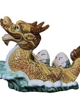 陶瓷复古客厅端午龙舟摆件送礼