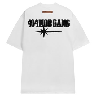 404MOB美式复古重工毛巾刺绣短袖t恤男女款宽松凉感防晒情侣上衣