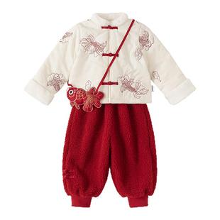 贝贝城汉服女童冬装2025新款男童中式过年衣服宝宝洋气拜年服套装