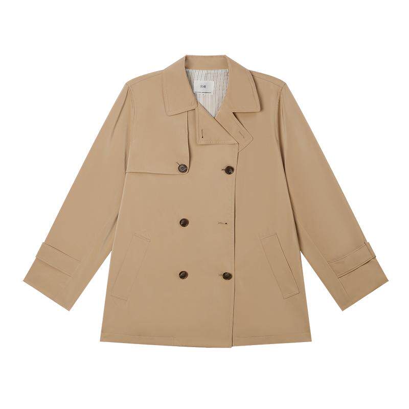 宽松混纺翻领双排扣风衣商场同款