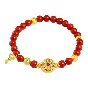 【剩1件】诗普琳 黄金足金999八宝罗盘南红玛瑙 本命年女手链手串