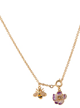 新中式珐琅滴釉花朵项链小众原创