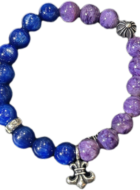 克罗心童军花手链紫龙晶蓝晶手串