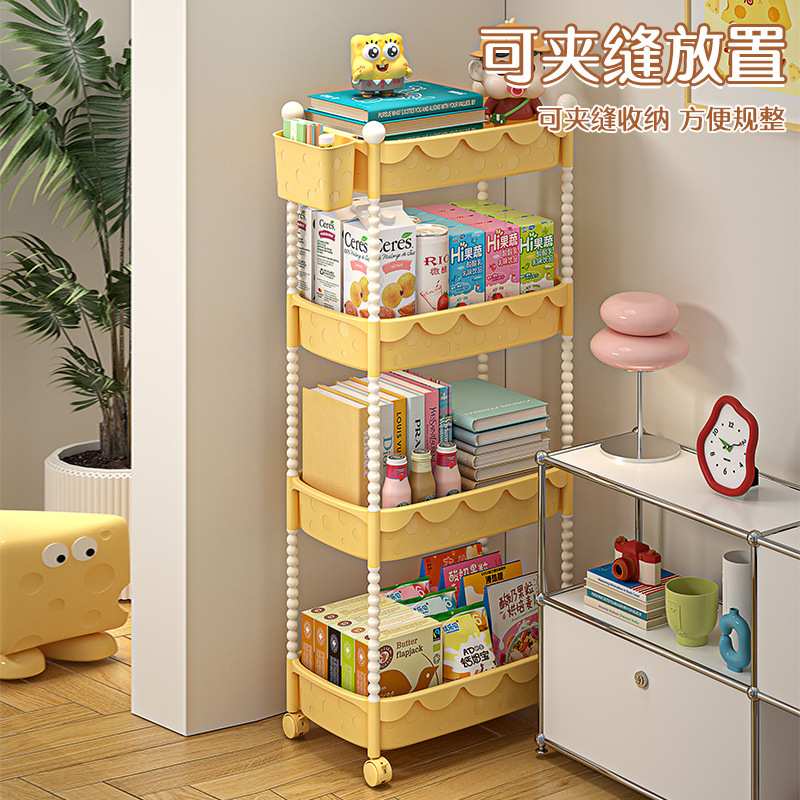 小推车置物架落地厨房收纳架婴儿卧室移动书架多层零食卫生间物储