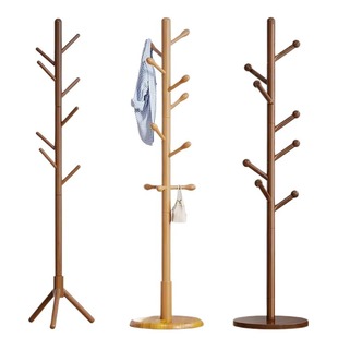 落地家用衣帽架挂衣架卧室客厅秋冬立式挂衣杆实木挂包架办公室