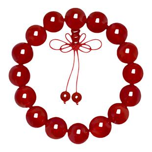 红色天然玛瑙手链女中国结情侣男士水晶宝石简约散佛珠串本命龙年