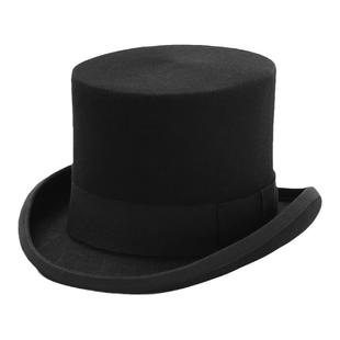 春秋冬季男女100%纯羊毛高筒总统帽英伦欧美复古高顶魔术师礼帽子