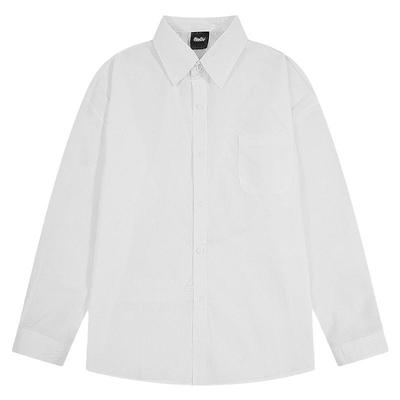 翻领潮牌学院风宽松长袖衬衫男女