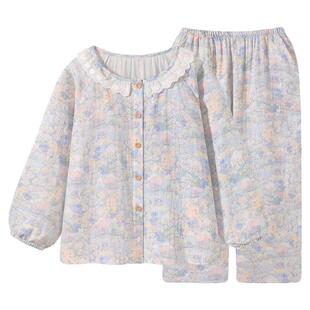 『小熊天鹅湖』卡通绝美睡衣女款春秋冬纯棉纱布可外穿家居服套装