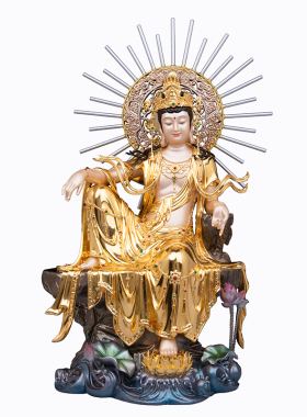 贴金观世音菩萨佛像摆件自在观音