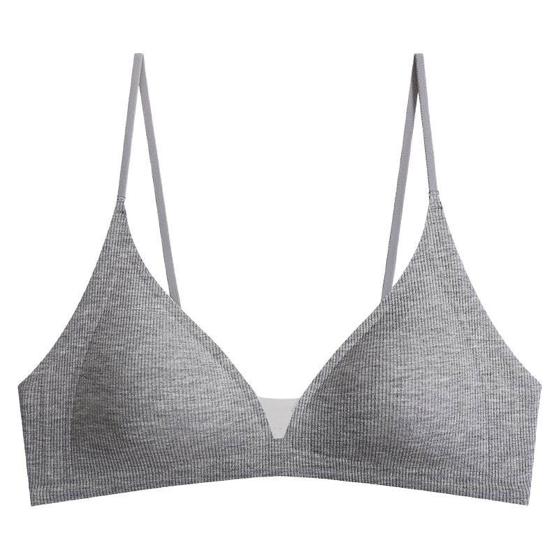 薄款法式三角杯性感深V内衣女秋细肩带无钢圈收副乳防下垂文胸罩