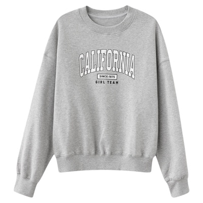 THESOONG/加州卫衣 经典100%纯棉肤感宽松字母印花圆领卫衣7597