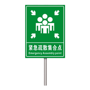应急避难场所疏散指示标志牌地贴学校酒店工厂紧急集合点提示牌地面逃生安全通道警示标牌立式消防标识牌定制