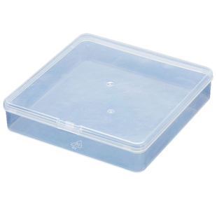 工具塑料盒子透明塑料零件盒有带盖单格元件盒收纳盒储物盒正方形
