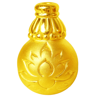 黄金葫芦转运珠3D硬足金莲花三通佛塔男女款手串项链配件散珠佛珠