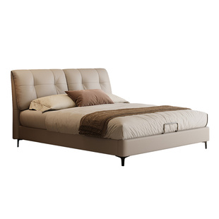 政府补贴索菲亚真皮床双人大床卧室皮艺床大象耳朵轻奢风1米8大床