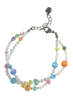 清新彩色猫眼石双层星球手链