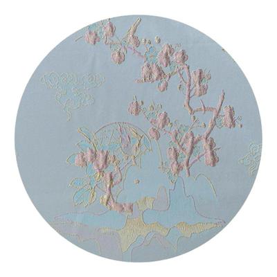 山水梅花提花织金浮雕布料