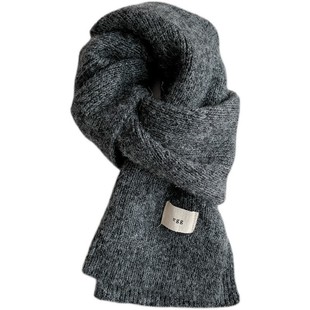 韩国egg马海毛夹花围巾女冬季软糯毛线针织保暖加厚围脖学生ins潮