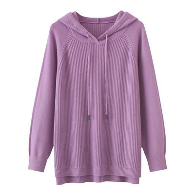 大码连帽套头纯色毛衣