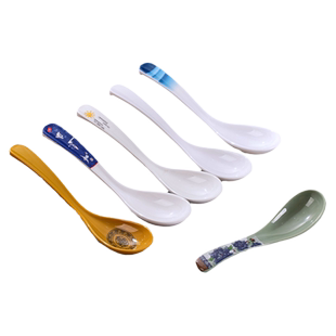 10个饭店专用密胺勺子商用餐饮长柄面碗勺仿瓷塑料小汤勺汤匙调羹