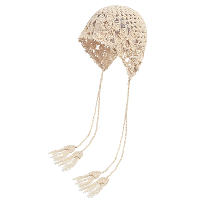 鞠婧祎同款手工钩花镂空包头帽