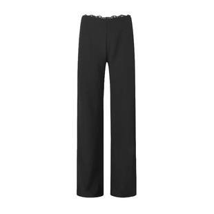 GARGA黑色蕾丝花边阔腿休闲裤女显瘦高级感垂感气质西装裤子长裤