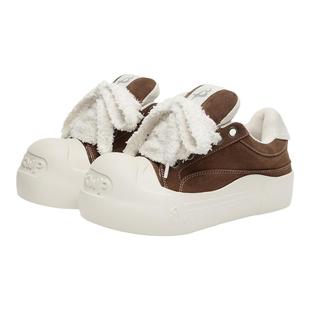 BXWP不喜勿喷 小泡芙开口笑面包鞋低帮复古休闲美拉德麂皮大头鞋