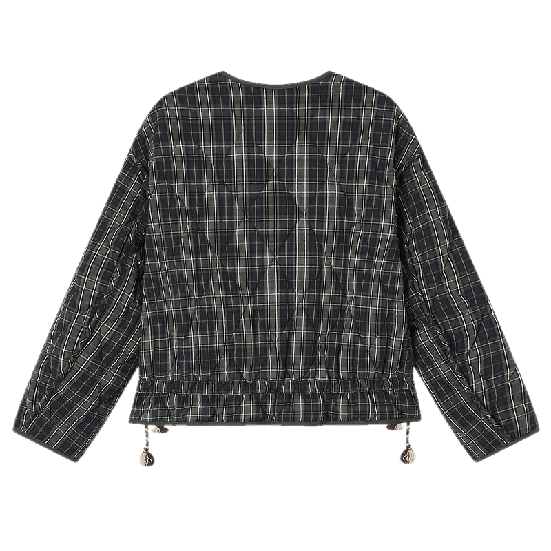 飞鸟和新酒两面穿格子小个子棉衣女2025冬季新款保暖菱格棉上衣