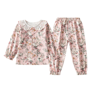 【艺术家联名】嫚熙宝贝新款女童睡衣套装儿童四季舒适家居服薄款
