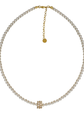 高级优雅白色珍珠项链女轻奢小众设计吊坠项链法式复古风精致颈链