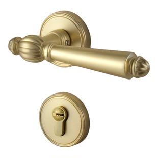 百简法式门锁轻奢金色黄古银色门把手机械锁卧室内家用静音锁具