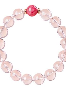 天然粉水晶手链招桃花女款手串蔷薇石轻奢小众精致送闺蜜礼物显白