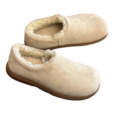 小土豆皮毛一体包跟羊毛半拖女秋冬新款保暖外穿一脚蹬穆勒拖勃肯