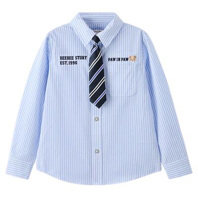 【全棉】PawinPaw卡通小熊童装26年春夏季新款男童条纹休闲衬衫
