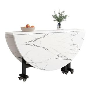 折叠桌餐桌家用小户型吃饭桌子出租房2025新款省空间实木折叠圆桌