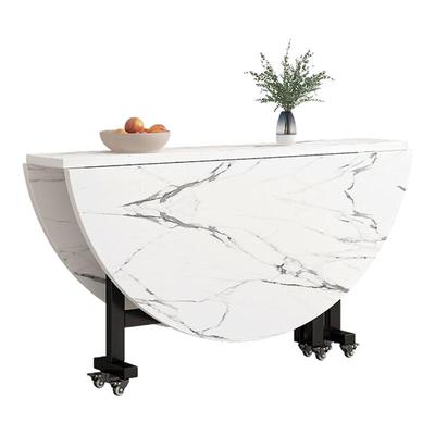 实木生态板折叠餐桌圆桌