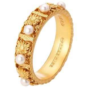 九龙戏珠99足银鎏金银手镯非遗花丝镶嵌珍珠清宫复刻宫廷风银手镯