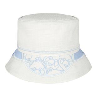 SWOFCARE思沃福白色熊猫刺绣走秀款帽子 海边遮阳男女款渔夫帽