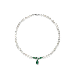 京润珍珠雅诗银碧玺淡水珍珠项链7-8mm颈饰送妈妈送婆婆礼物D