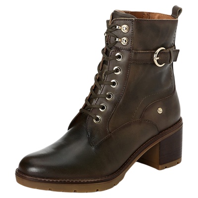 派高雁擦色牛皮纯色粗跟马丁靴